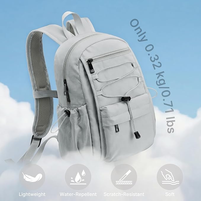 G4Free 10L Small Backpack for Women Men Lightweight Mini Travel Backpacks Hiking Casual Daypack, Light Gray