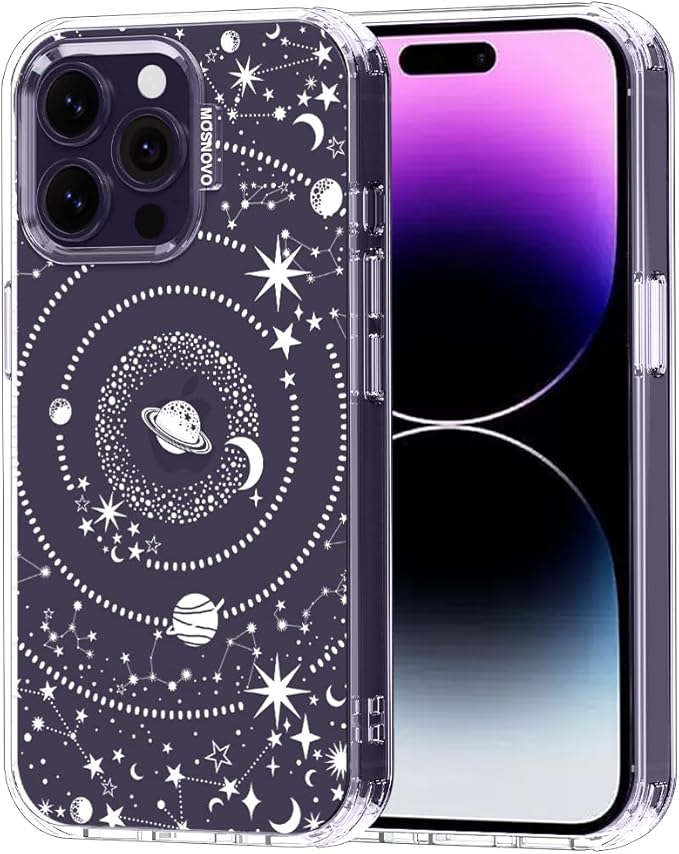 MOSNOVO Case for iPhone 14 Pro Max, [Buffertech 6.6ft Military-Grade Drop Protection] [Anti Peel Off Tech] Clear TPU Bumper Phone Case Cover Design - Galaxy
