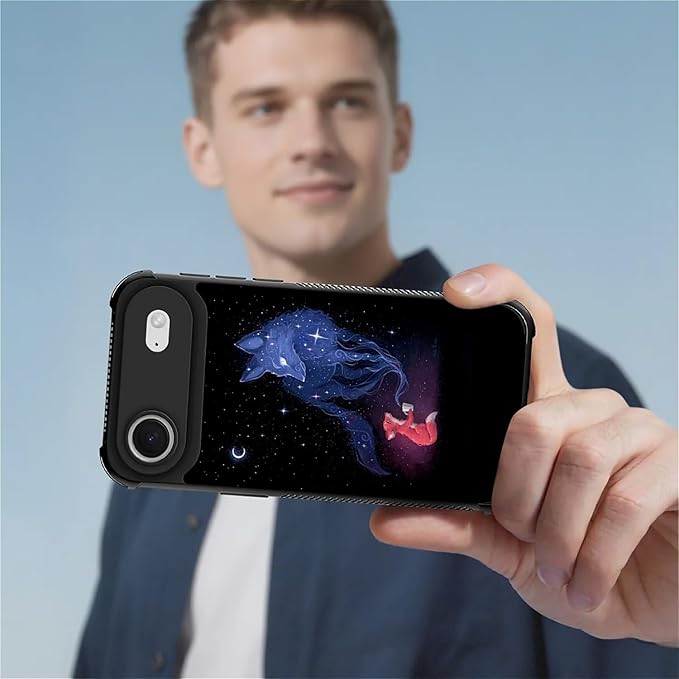 for iPhone 17 Air Case,for MagSafe Graphic Design for Girl Boy Soft Silicone Hard Acrylic Shock Protection Designed for iPhone 17 Air Galaxy Fox Wolf Pattern