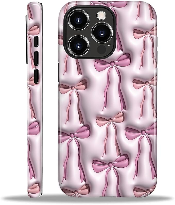 for iPhone 16 Pro Case,HL2 Abstract Ribbons Bows Hybrid 2 Layer Hard Shell Silicone Protective Pattern Design Case