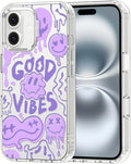MOSNOVO Case for iPhone 16, [Buffertech 6.6ft Military-Grade Drop Protection] [Anti Peel Off Tech] Clear TPU Bumper Phone Case Cover Design - Good Vibes