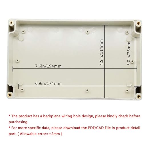 LeMotech ABS Plastic Junction Box Dustproof Waterproof IP65 Electrical Enclosure Box Universal Project Enclosure Grey with PC Transparent Clear Cover 8 x 4.7 x 2.2 inch（200 x120 x56 mm）