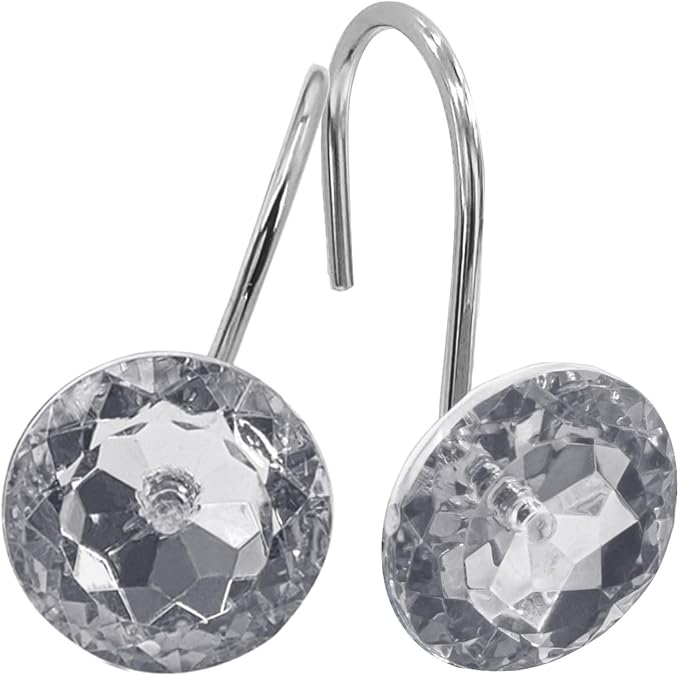 MitoVilla Grey Shower Curtain Hooks Rings, Metal Shower Hooks for Shower Curtain Liner, Rust Proof Shower Rings for Curtain Accessories and Bathroom Shower Rod, 12 Pack Bathroom Set