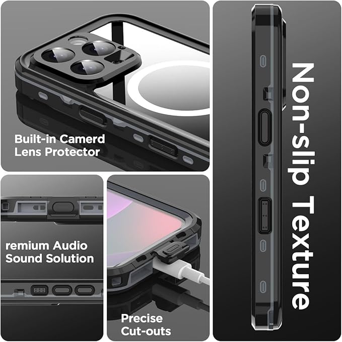 AICase Waterproof Case for iPhone 16 Pro Max(6.9") with MagSafe Clear Water Proof,Snowproof,Dustproof and Shockproof,IP68 Real 360 Full Body Protection Underwater Cover for iPhone 16 Pro Max