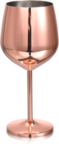 Bruntmor Stainless Steel Wine Glass - 17 Oz Unbreakable 8 inches Tall Wine Glasses - Shatterproof, Metal Copper, Stemmed Drinkware For Champagne, Cocktail - Wedding Goblets Glass - 1 Rose Gold