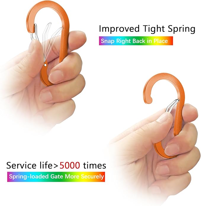sprookber 2" Small Carabiner Clip, D Ring Caribeener, Spring Snap Hook for Keychain Multipurpose, Set of 20