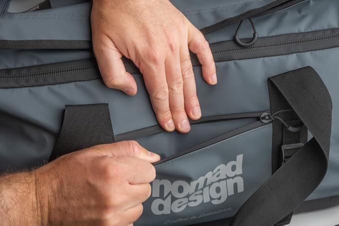 Nomad Design Tuff Loader 65L Max Dry Large Duffle Bag - Water-Resistant Gear Bag for Fishing, Travel & Outdoors – Heavy-Duty Zippers, Shoulder Strap, Roll-Top Closure