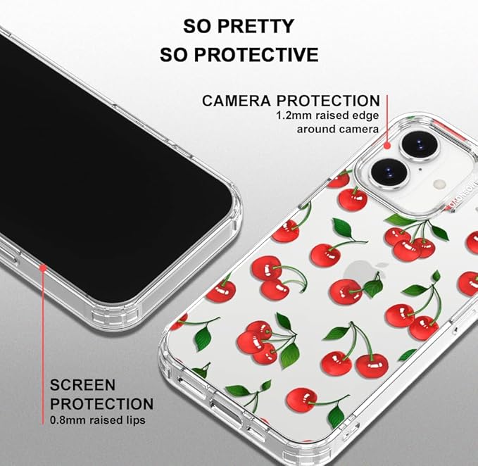 MOSNOVO for iPhone 17 Case | Military Grade 6.6ft Drop Tested | Camera Control | Clear with Cute Cherry Design