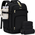 LOVEVOOK Carry on Backpack, 50L Large Travel Backpack For Airplanes, TSA Personal Item Travel Bag, Waterproof Daypack Fits 18 Inch Laptop, Business Weekender Overnight With 3 Packing Cubes, Black