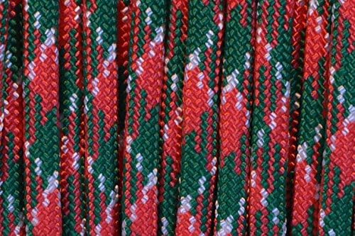 BORED? PARACORD! 550 lb Paracord – Ideal for Crafting, DIY Projects, Camping, Military & Active Outdoors – 300+ Colors – Tactical Parachute Cord Type III – Strong - Holly Jolly 50 Feet
