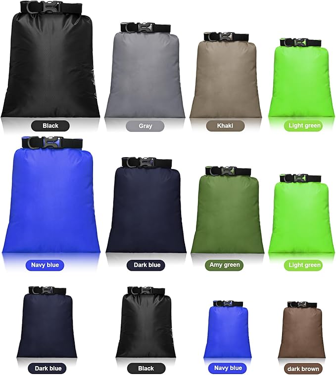 Shappy 6/12 Pcs Waterproof Dry Bags, Lightweight Outdoor Waterproof Dry Stuff Sacks 15/8/5/4/3/2 L and Long Adjustable Shoulder Strap for Kayaking Rafting Boating Hiking Camping