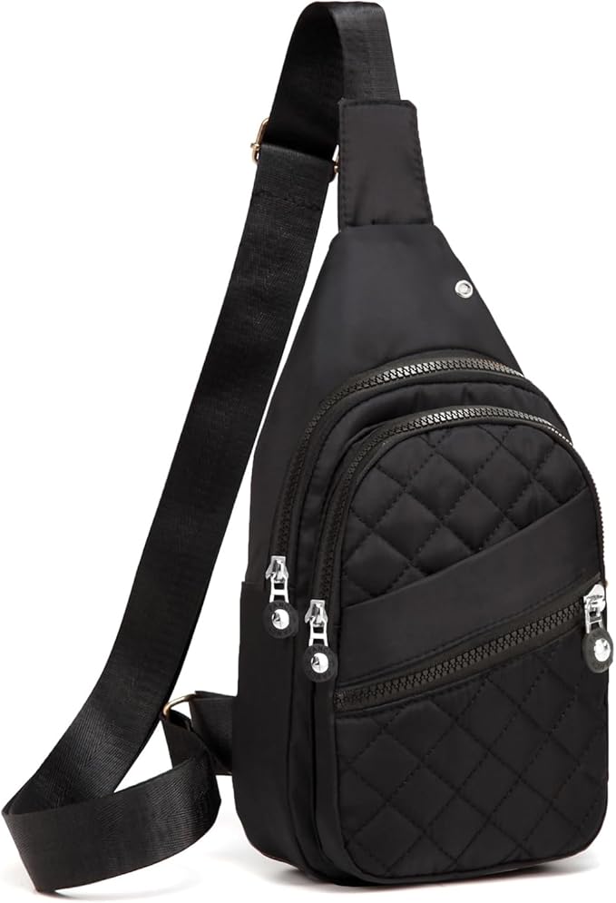 AOSTIHOT Crossbody Small Sling Backpack Sling Bag for Women, Chest Bag Daypack Crossbody for Travel Sport Running Hiking Dark Black