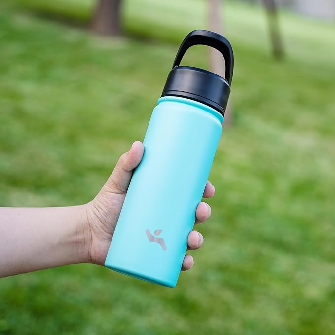 Konokyo Insulated Water Bottle 24oz Stainless Steel Sport Bottles with 3 Lids,Turquoise
