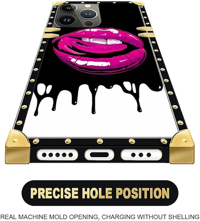 Compatible with iPhone 16 Pro Max Case, Black White Red Slap Sexy Luxury Golden Decoration for Girl Women Soft TPU Shockproof Protective Hard PC Back for iPhone 16 Pro Max