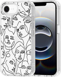MOSNOVO for iPhone 17e Case/iPhone 16e Case, Shockproof Military-Grade Protection 6.6ft Drop Tested, Clear Phone Case for iPhone 16e / iPhone 17e, Abstract Face Line Art Design