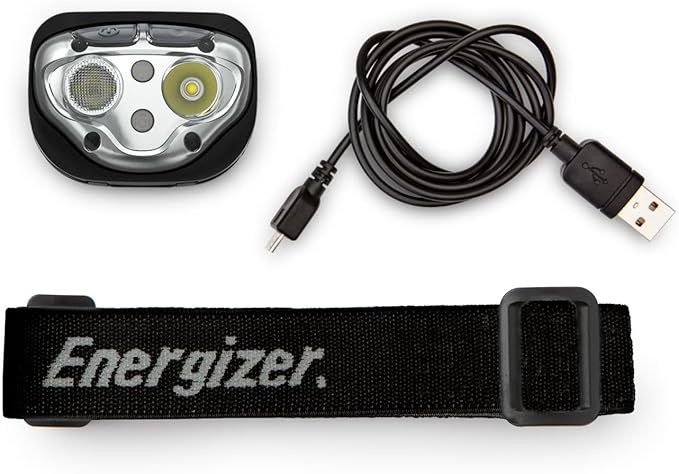 Energizer PRO-400 Headlamp Rechargeable, IPX4 Water Resistant Rechargeable Headlamp, Ultra Bright Multiple Light Modes Head Lamp, Camping, Running, Outdoors, Emergency Light, USB Included (Pack of 2)