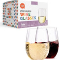 TaZa Outdoor Wine Glasses Stemless, 20oz Set of 2, Unbreakable Tritan Plastic Drinkware, Dishwasher Safe Reusable Glasses, Clear Shatterproof Glassware