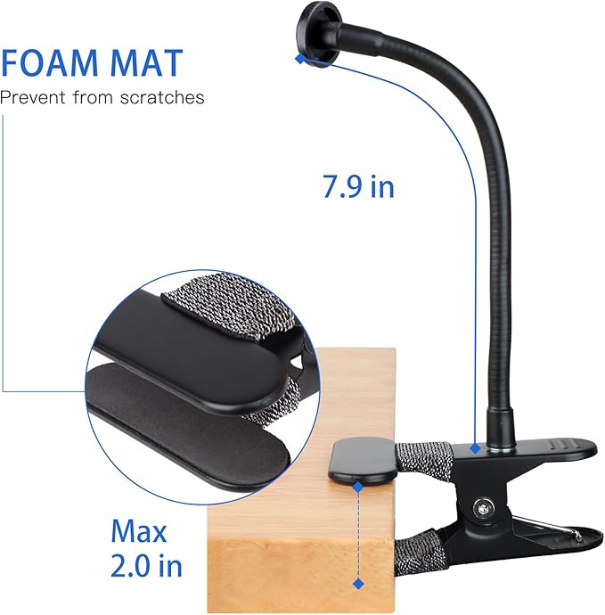 iTODOS 2 Pack Flexible Clip Clamp Mount Compatible with Blink Outdoor 4 (4th Gen)/(3rd Gen) XT3/Blink XT/XT2/Mini,8 inches Gooseneck Arm,Attach Your Blink Camera Wherever You Like Without Any Tools