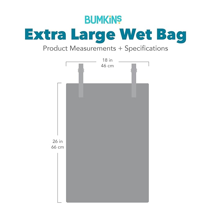 Bumkins Waterproof Hanging Wet Bag Large for Baby, Laundry, Dirty Clothes, Travel, Swim Suit, Cloth Diapers, Pool, Towels, Daycare, Beach, Zip Reusable Bag, Wetdry Vacation Packing, XL Boho Beige