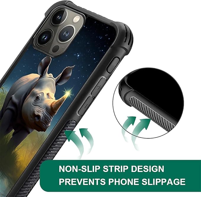 for iPhone 16 Pro Case, Rhino Water Marshes Pattern Graphic Design Girl Boy Soft Silicone Hard Acrylic Shock Protection for iPhone 16 Pro