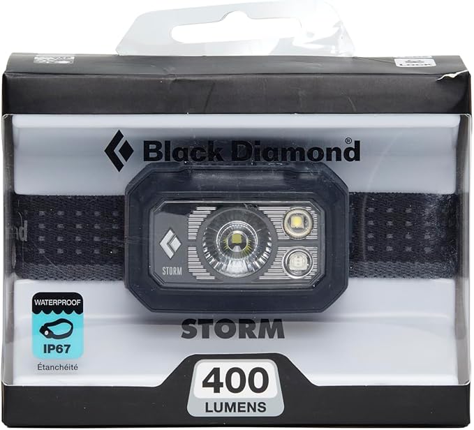 BLACK DIAMOND Storm 400 Headlamp | 400 Lumens Brightness | Waterproof & Dimmable | 3X AAA Battery Operated (Included | Camping, Hiking, Running | Graphite