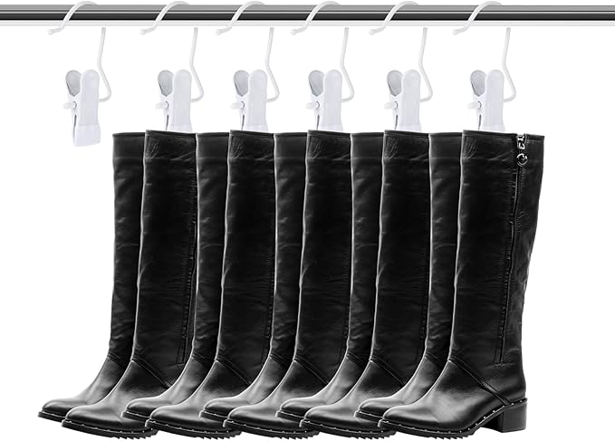 Hotop 20 Pieces Boot Hanger Clips for Closet, Laundry Hanging Hooks Heavy Duty Clips Boot Holder Portable Single Hooks Space Saving for Pants Jeans Clothes Hats Tall Towels (White)