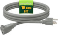 Indoor Outdoor Extension Cord 6 FT, 16/3 SJTW Weatherproof Grey Electrical Cords, 13 AMP Heavy Duty 3 Prong Power Cable Great for Garden, Landscaping & Holiday Decorations