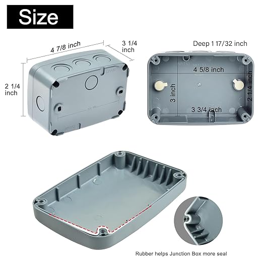 Nineleaf 10PK Outdoor Junction Box ABS Plastic Dustproof IP66 Waterproof Universal Electrical Boxes Project Enclosure Grey 4 7/8" 3 1/4" 2 1/4" inch (125x86x62mm) fit 20mm Cable Gland for Outdoor Use