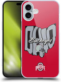 Head Case Designs Officially Licensed Ohio State University Map Football Graphics Hard Back Case Compatible with Apple iPhone 16 Plus