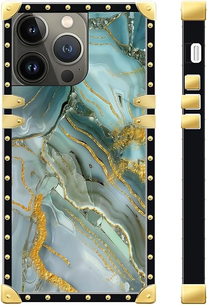 Compatible with iPhone 13 Pro Max Case, Golden Texture Marble Veining Luxury Golden Decoration for Girl Women Soft TPU Shockproof Protective Hard PC Back for iPhone 13 Pro Max