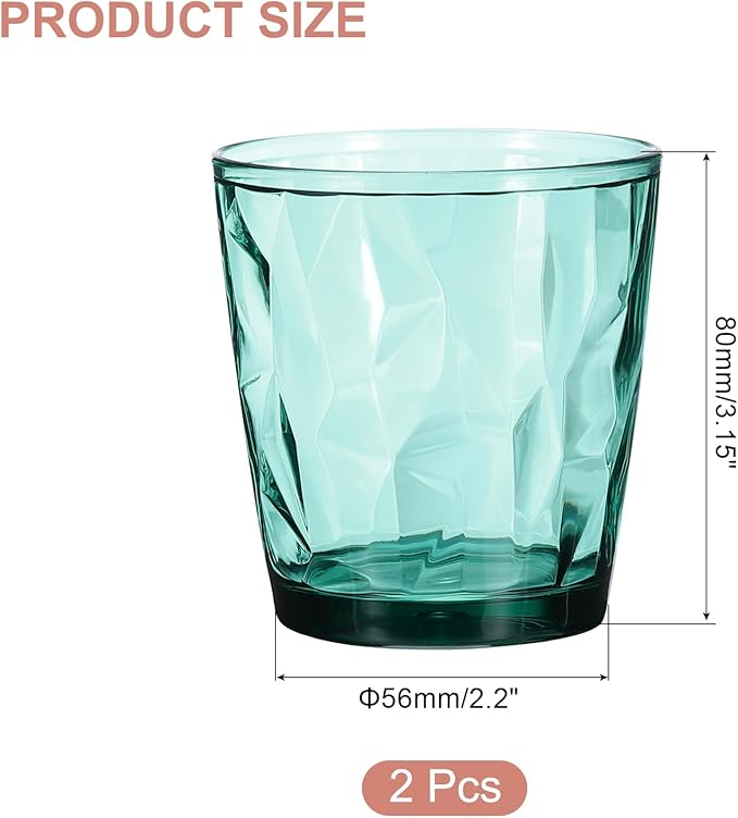 uxcell 7oz Acrylic Drinking Glasses, 2Pcs Plastic Reusable Tumblers Drinkware Unbreakable Water Glasses Cups Stackable & Dishwasher Safe for Home Outdoors Restaurant, Cyan