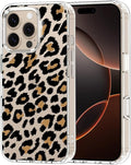 MOSNOVO Case for iPhone 16 Pro, [Buffertech 6.6ft Military-Grade Drop Protection] [Anti Peel Off Tech] Clear TPU Bumper Phone Case Cover Design - Leopard Print