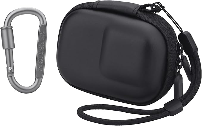Carrying Case for DJI Osmo Action 5 Pro/6/4/3, Small Storage Bag for GoPro, PU Hard Travel Protector Case for Insta360 Ace/Ace Pro/2 with Wrist Strap & Carabiner Protective Accessories(Black)