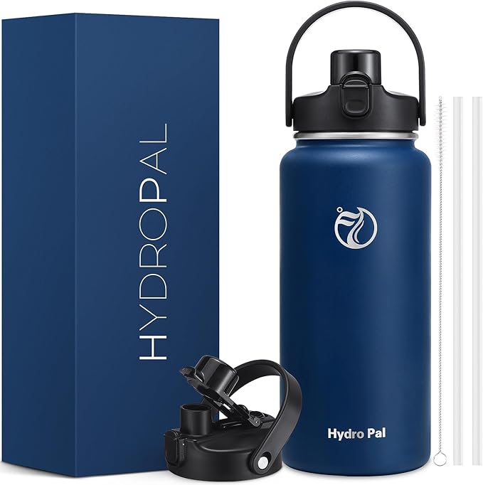64oz Half Gallon Insulated Water Bottle with 2-in-1 Lid (Chug & Straw), Double Walled Vacuum Stainless Steel Water Bottles, Wide Mouth Leakproof Insulated Jug with Straw