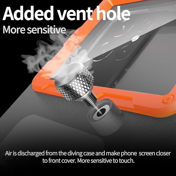Hllhunkhe Universal Underwater Phone Case for Snorkeling, Professional Diving Waterproof Phone Case for iPhone 7-17 Pro/Pro Max/Plus/Mini, Galaxy S10-S25 Ultra/Plus and Most Phones,Black/Orange