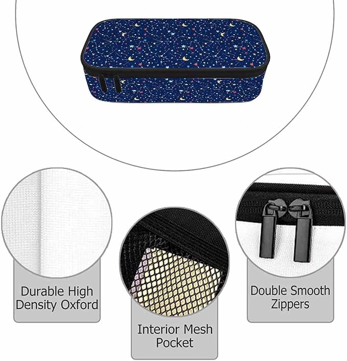 Galaxy Pencil Case Organizer Constellation Space Bright Stars Purple Stationery Box Makeup Box School Supply for Boy Girl Men Women