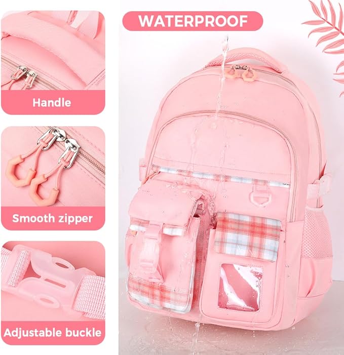 Cute Backpack for Teen Girls Kids Kawaii Bookbag Elementary Middle School Student Back Packs Aesthetic Travel Daypack Ages 6-8 8-10 10-12 (Blue,S)