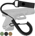 TECEUM Tactical Pistol Lanyard – 3+ Colors – Equipment Accessories for Military, Police, Security & Personal Use – Spring Safety Strap with D-Ring Keeper – Anti-Loss Elastic Coil for Belt or MOLLE