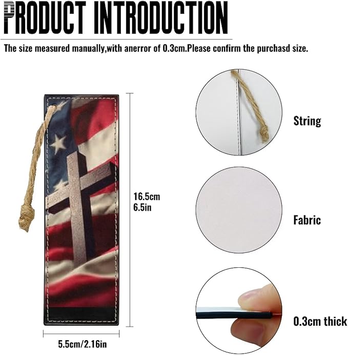 Medium Bible Cover Case for Women Men American Flag and Cross PU Leather Bible Case with Bookmark Church Bag Book Carrying Case Bible Cover for Women Men Bible Case for Men Women