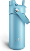 ENCOOL Insulated Water Bottle with Straw Stainless Steel Water Bottle, Leak-Proof, BPA-Free, Double Wall Vacuum Keeps Cold for 24 Hours for Sports, Travel, School (18 oz, Pewter Blue)