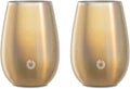 SNOWFOX Premium Vacuum Insulated Stainless Steel Classic White Wine Glass, Set of 2, Lightweight Stemless Cocktail Glasses,Elegant Home Entertaining Barware,8oz,Shimmer Gold