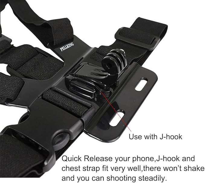 PellKing Mobile Phone Chest Mount Harness Strap Holder Cell Phone Clip Action Camera POV for Samsung iPhone Plus etc
