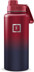 IRON °FLASK Camping & Hiking Hydration Flask with Spout, Wide Mouth Insulated Stainless Steel Sports Water Bottle - Dark Rainbow 32 oz - Spout (1 Lid)