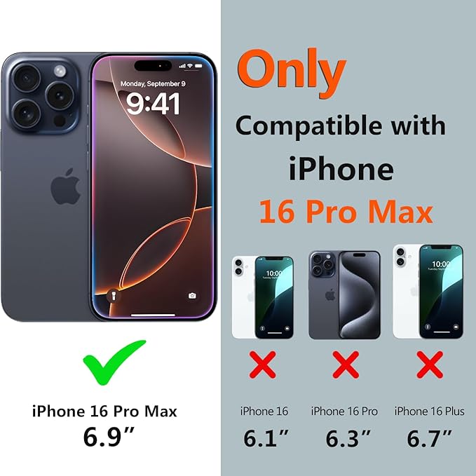 for iPhone 16 Pro Max Case Waterproof, [Shockproof] [Dustproof] [IP68 Waterproof] Full-Body Hard Case Built-in [Lens Screen Protection] for Diving Case (Black, for iPhone 16 Por Max 6.9in)