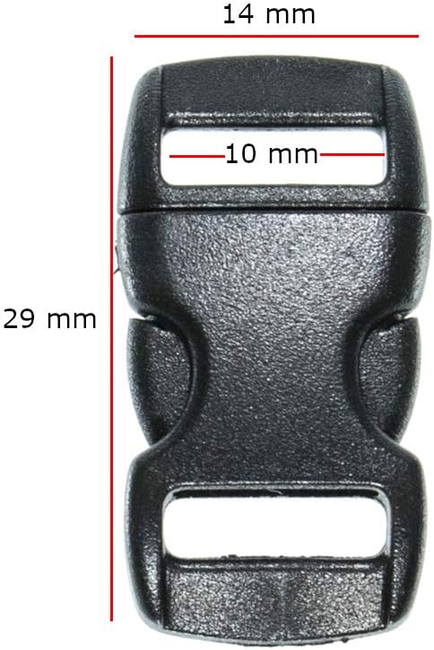 Black Plastic Side Release Buckles for Paracord Bracelets (3/8 Inch, 120 Pack)