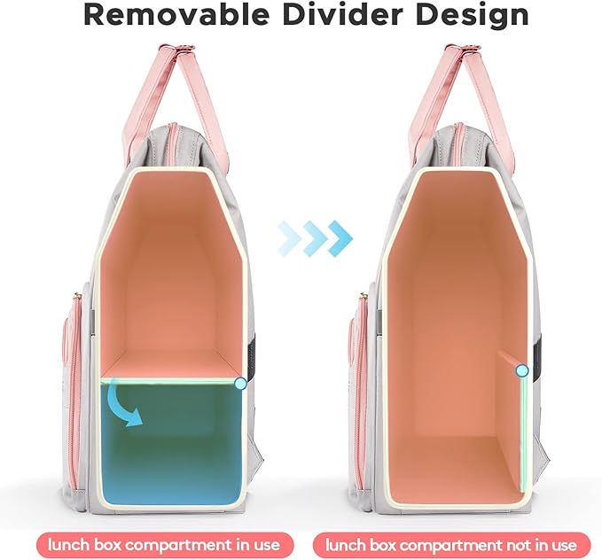 Kaome Lunch Backpack 15.6 Inch Laptop Backpack for Women with USB Port Nurse Gift Teacher Work Backpack Cooler Insulated Lunch Bag Waterproof Daypacks for Work Picnic Travel Anti-theft