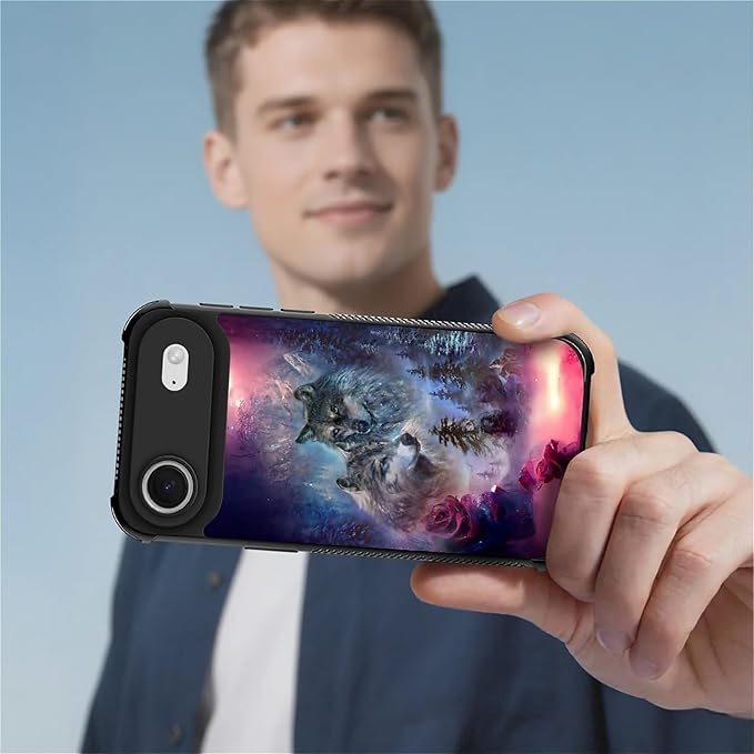 for iPhone 17 Air Case,for MagSafe Graphic Design for Girl Boy Soft Silicone Hard Acrylic Shock Protection Designed for iPhone 17 Air Star Two Wolfs Howling Pattern