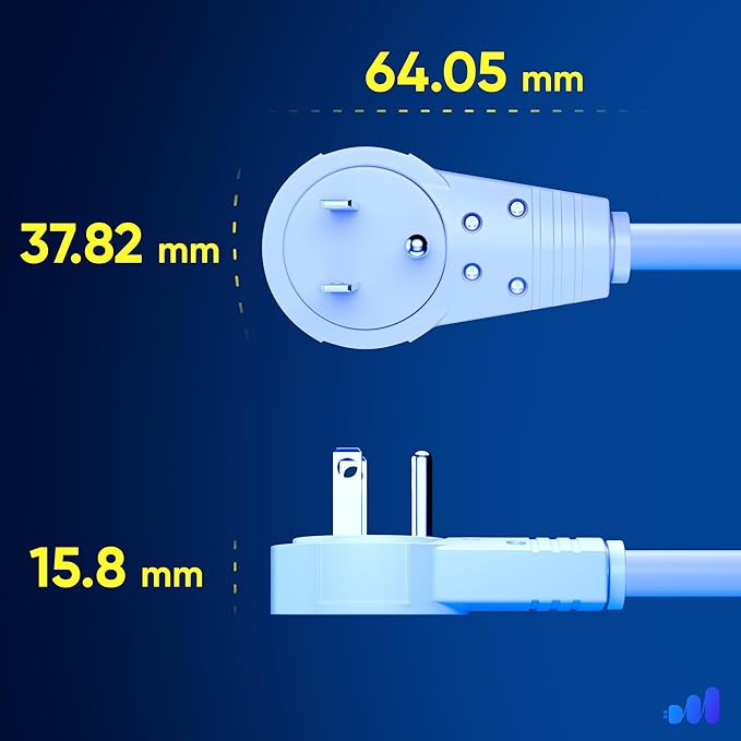Maximm's 1 Foot White Flat Plug Extension Cord - 360° Rotating Single Outlet, Indoor 16 Gauge 3 Prong Grounded Wire, UL Certified for Safety and Durability (1Ft White)
