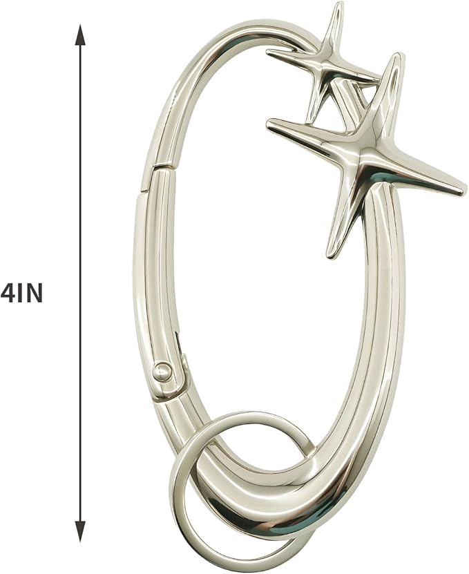 2pcs y2k Large Star Shape Carabiner Set, Cool Belt Loop Clip, Carabiner Keychain for Keys, Car Keys, Bags and Outdoor Gear (4 Inch)
