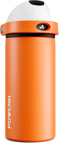 POWCAN 18 oz Steel Insulated Water Bottle: 2-in-1 Push-Button Spout & Quick-Flip Straw, Leakproof, Cold 24Hrs, Lockable, Fits Car Cup Holder, Ideal for Sports, Trip, Gym, School, Gift (Sunny Puppy)